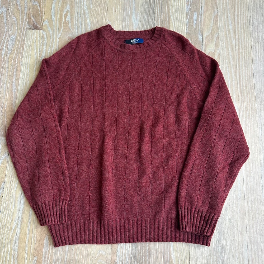 Callaway Golf Mens 100% Soft Cashmere Cable Knit Preppy Quiet Luxury L
